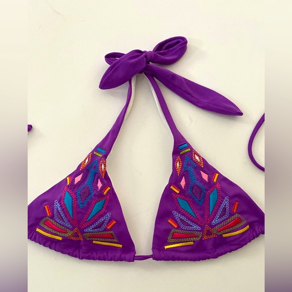 Victoria's Secret Other - Victoria's Secret Women’s Swim embroidered purple bikini top size Small